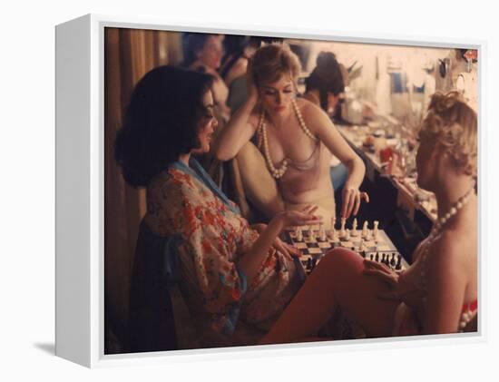 Showgirls Playing Chess Between Shows at Latin Quarter Nightclub-Gordon Parks-Framed Premier Image Canvas