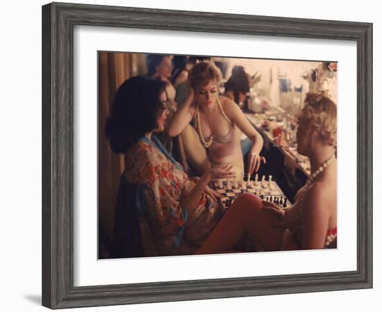 Showgirls Playing Chess Between Shows at Latin Quarter Nightclub-Gordon Parks-Framed Photographic Print