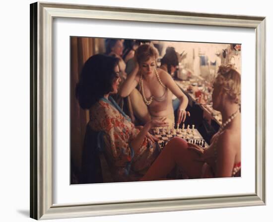 Showgirls Playing Chess Between Shows at Latin Quarter Nightclub-Gordon Parks-Framed Photographic Print