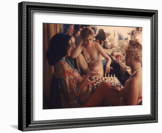 Showgirls Playing Chess Between Shows at Latin Quarter Nightclub-Gordon Parks-Framed Photographic Print