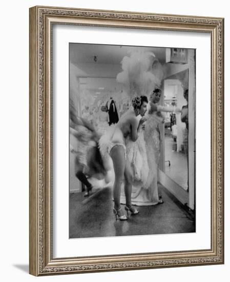 Showgirls Standing in the Dressing Room of the Stardust Hotel-Ralph Crane-Framed Photographic Print