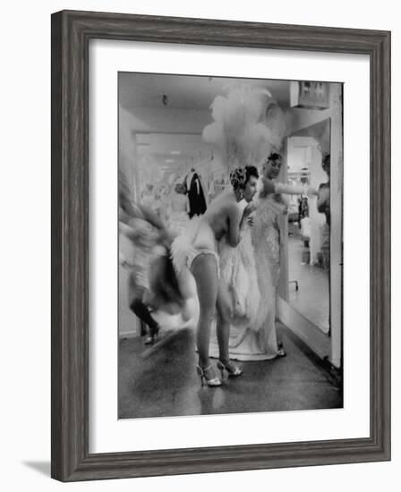 Showgirls Standing in the Dressing Room of the Stardust Hotel-Ralph Crane-Framed Photographic Print