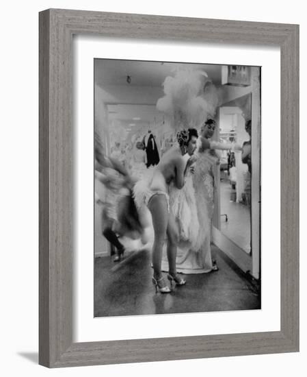 Showgirls Standing in the Dressing Room of the Stardust Hotel-Ralph Crane-Framed Photographic Print