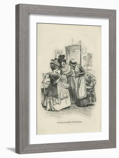 Showing her child to the housekeeper, 1896-Hugh Thomson-Framed Giclee Print