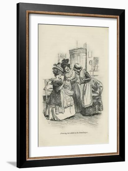 Showing her child to the housekeeper, 1896-Hugh Thomson-Framed Giclee Print