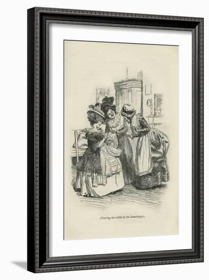 Showing her child to the housekeeper, 1896-Hugh Thomson-Framed Giclee Print