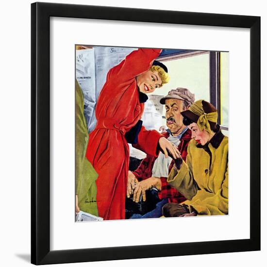 "Showing Off Her Ring," January 22, 1949-George Hughes-Framed Giclee Print
