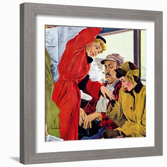 "Showing Off Her Ring," January 22, 1949-George Hughes-Framed Giclee Print