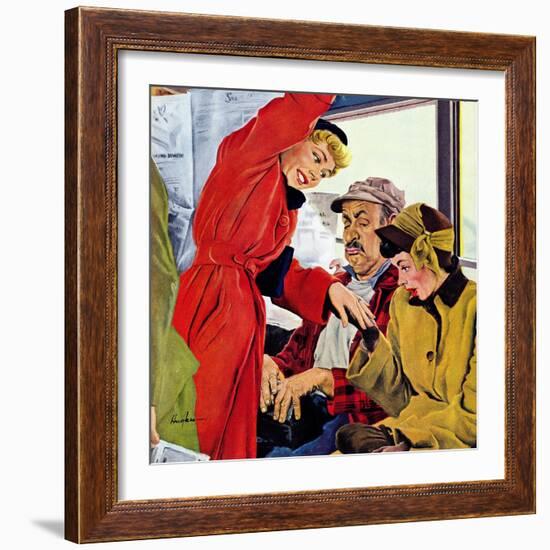 "Showing Off Her Ring," January 22, 1949-George Hughes-Framed Giclee Print