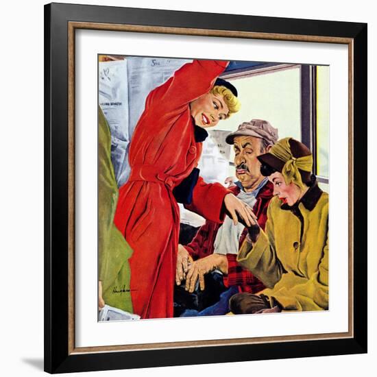 "Showing Off Her Ring," January 22, 1949-George Hughes-Framed Giclee Print