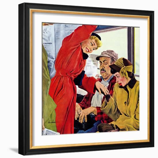 "Showing Off Her Ring," January 22, 1949-George Hughes-Framed Giclee Print