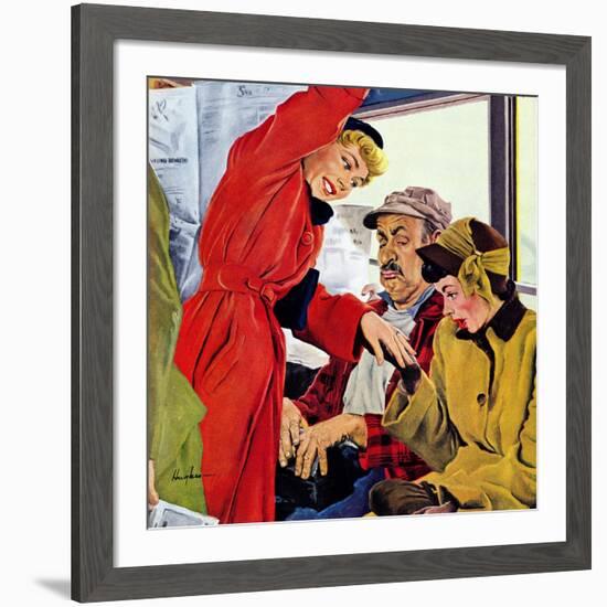 "Showing Off Her Ring," January 22, 1949-George Hughes-Framed Giclee Print