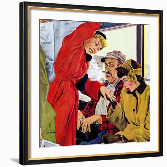 "Showing Off Her Ring," January 22, 1949-George Hughes-Framed Giclee Print