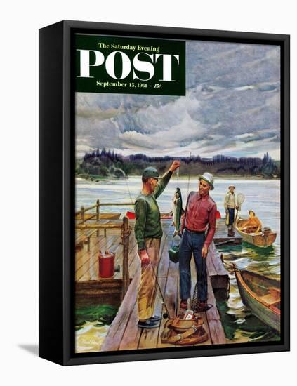 "Showing Off the Big One" Saturday Evening Post Cover, September 15, 1951-Mead Schaeffer-Framed Premier Image Canvas