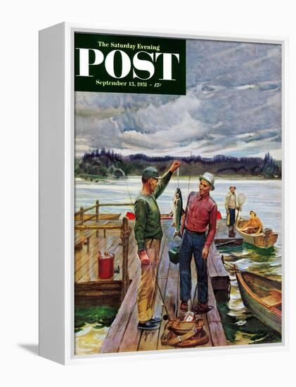 "Showing Off the Big One" Saturday Evening Post Cover, September 15, 1951-Mead Schaeffer-Framed Premier Image Canvas