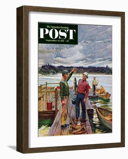 "Showing Off the Big One" Saturday Evening Post Cover, September 15, 1951-Mead Schaeffer-Framed Giclee Print