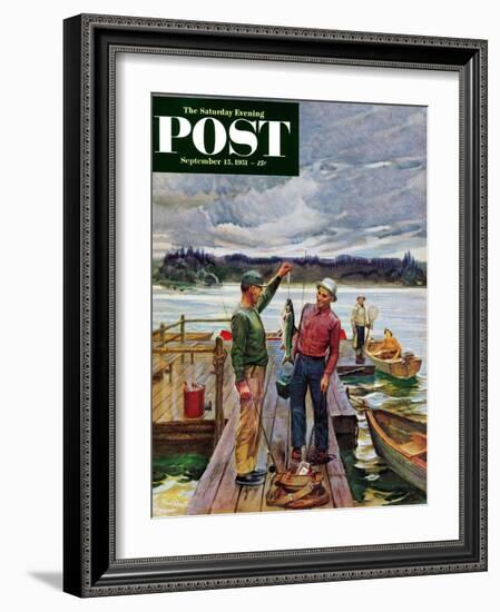 "Showing Off the Big One" Saturday Evening Post Cover, September 15, 1951-Mead Schaeffer-Framed Giclee Print