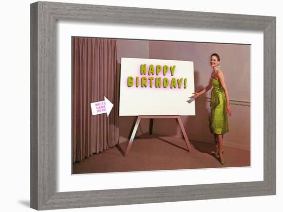 Showroom Goddess, Happy Birthday, (Write Your Name Here)-null-Framed Art Print