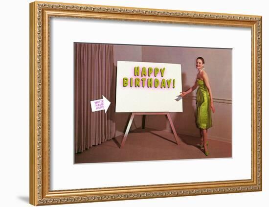 Showroom Goddess, Happy Birthday, (Write Your Name Here)-null-Framed Art Print