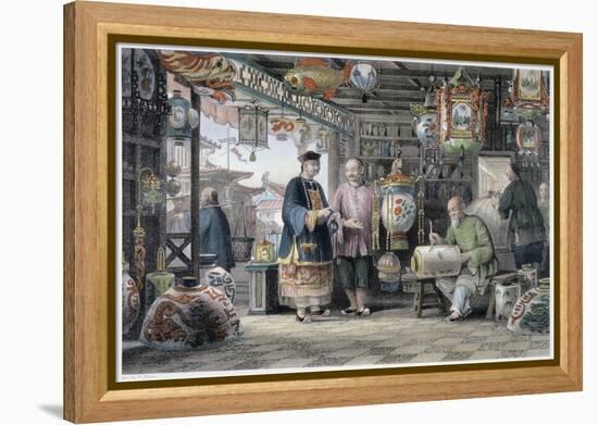 'Showroom of a Lantern Merchant in Peking', China, 1843-Thomas Allom-Framed Premier Image Canvas