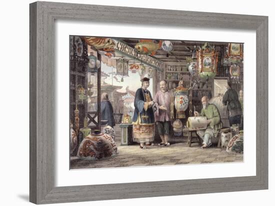 Showroom of a Lantern Merchant in Peking, from "China in a Series of Views"-Thomas Allom-Framed Giclee Print