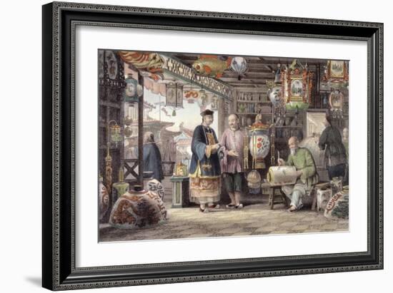 Showroom of a Lantern Merchant in Peking, from "China in a Series of Views"-Thomas Allom-Framed Giclee Print