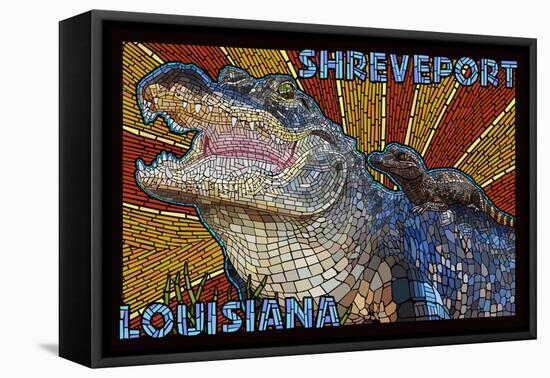 Shreveport, Louisiana - Alligator Mosaic-Lantern Press-Framed Stretched Canvas