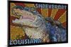 Shreveport, Louisiana - Alligator Mosaic-Lantern Press-Mounted Art Print