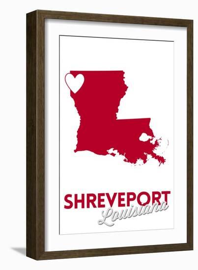 Shreveport, Louisiana - Heart Design-Lantern Press-Framed Art Print