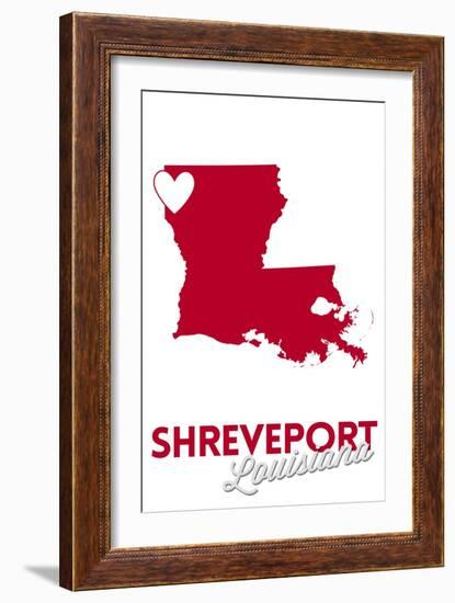 Shreveport, Louisiana - Heart Design-Lantern Press-Framed Art Print