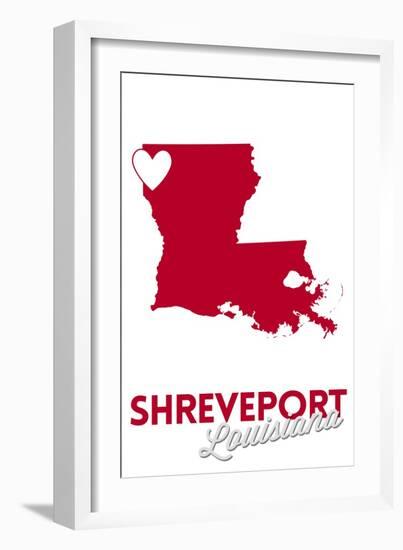 Shreveport, Louisiana - Heart Design-Lantern Press-Framed Art Print