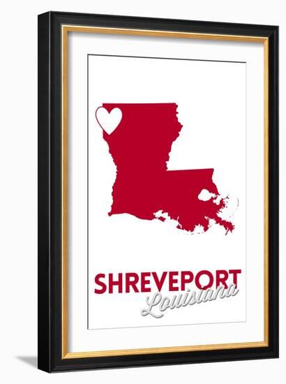 Shreveport, Louisiana - Heart Design-Lantern Press-Framed Art Print