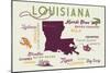 Shreveport, Louisiana - Typography and Icons-Lantern Press-Mounted Art Print