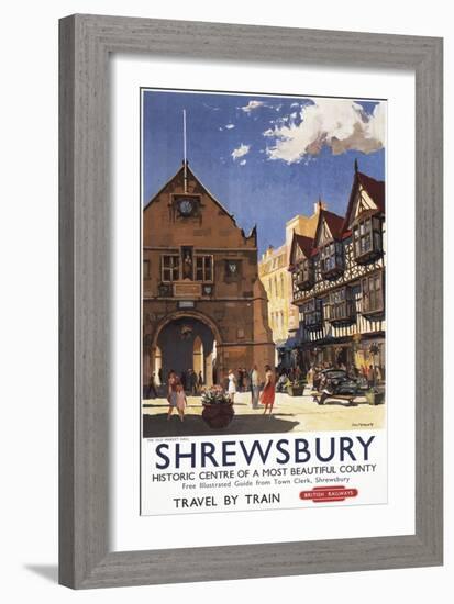 Shrewsbury, England - Old Market Hall View British Railways Poster-Lantern Press-Framed Art Print