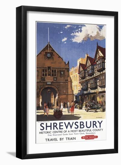 Shrewsbury, England - Old Market Hall View British Railways Poster-Lantern Press-Framed Art Print