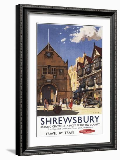 Shrewsbury, England - Old Market Hall View British Railways Poster-Lantern Press-Framed Art Print