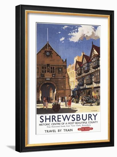 Shrewsbury, England - Old Market Hall View British Railways Poster-Lantern Press-Framed Art Print