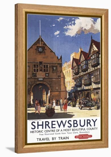 Shrewsbury, England - Old Market Hall View British Railways Poster-Lantern Press-Framed Stretched Canvas