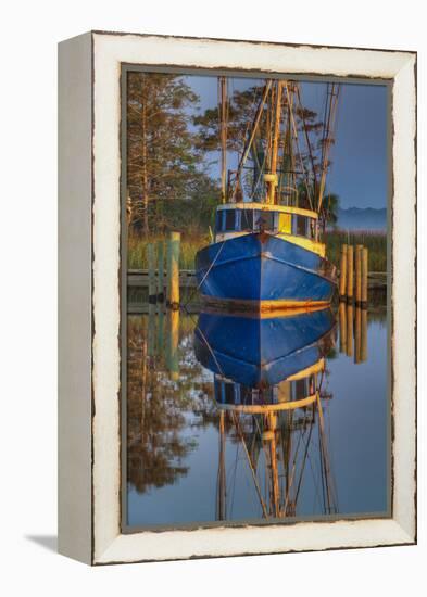 Shrimp Boat Docked at Harbor, Apalachicola, Florida, USA-Joanne Wells-Framed Premier Image Canvas