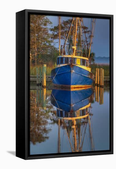 Shrimp Boat Docked at Harbor, Apalachicola, Florida, USA-Joanne Wells-Framed Premier Image Canvas