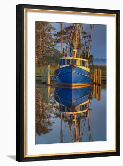 Shrimp Boat Docked at Harbor, Apalachicola, Florida, USA-Joanne Wells-Framed Photographic Print