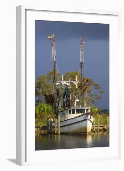 Shrimp Boat Docked at Harbor, Apalachicola, Florida, USA-Joanne Wells-Framed Photographic Print