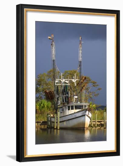 Shrimp Boat Docked at Harbor, Apalachicola, Florida, USA-Joanne Wells-Framed Photographic Print