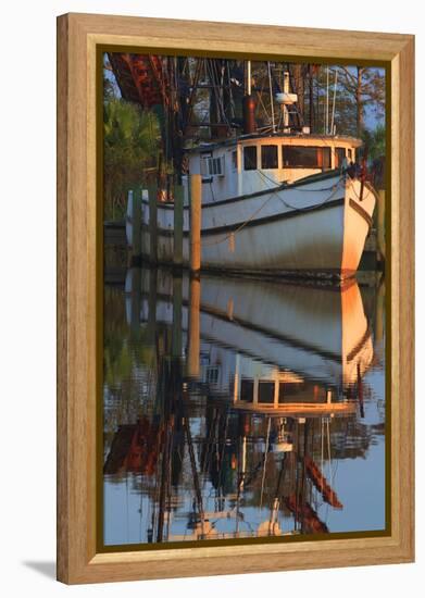 Shrimp Boat Docked at Harbor, Apalachicola, Florida, USA-Joanne Wells-Framed Premier Image Canvas