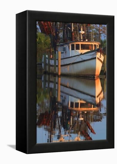 Shrimp Boat Docked at Harbor, Apalachicola, Florida, USA-Joanne Wells-Framed Premier Image Canvas