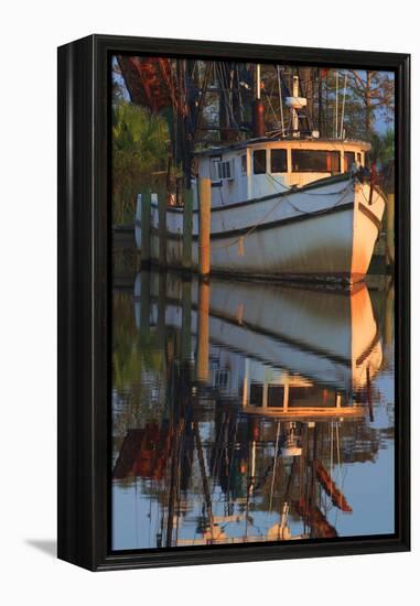 Shrimp Boat Docked at Harbor, Apalachicola, Florida, USA-Joanne Wells-Framed Premier Image Canvas