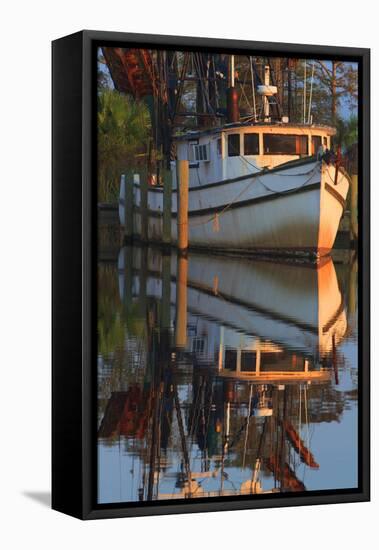 Shrimp Boat Docked at Harbor, Apalachicola, Florida, USA-Joanne Wells-Framed Premier Image Canvas