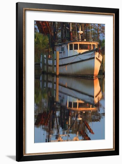 Shrimp Boat Docked at Harbor, Apalachicola, Florida, USA-Joanne Wells-Framed Photographic Print