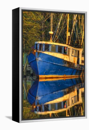 Shrimp Boat Docked at Harbor, Fishing, Apalachicola, Florida, USA-Joanne Wells-Framed Premier Image Canvas