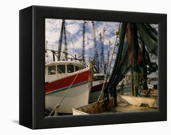 Shrimp Boats Tied to Dock, Darien, Georgia, USA-Joanne Wells-Framed Premier Image Canvas